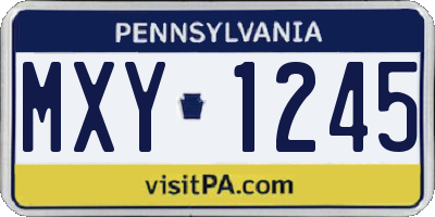 PA license plate MXY1245