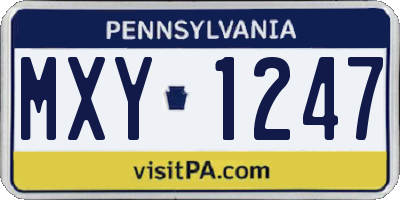 PA license plate MXY1247
