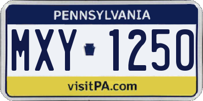 PA license plate MXY1250