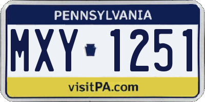 PA license plate MXY1251