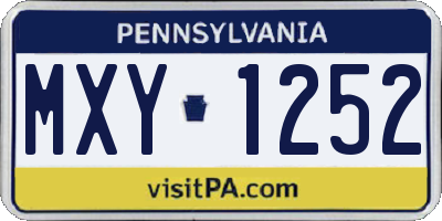 PA license plate MXY1252