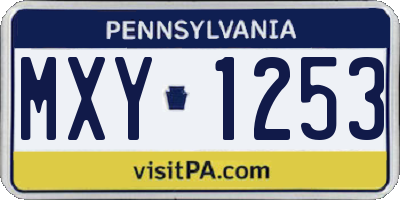 PA license plate MXY1253