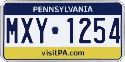 PA license plate MXY1254