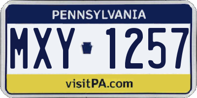 PA license plate MXY1257