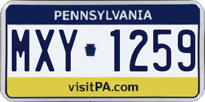 PA license plate MXY1259
