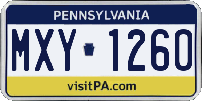 PA license plate MXY1260
