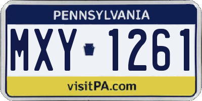 PA license plate MXY1261