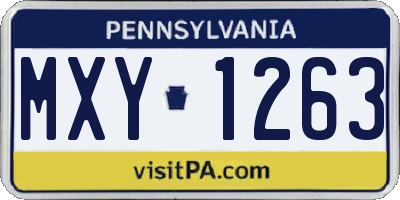 PA license plate MXY1263