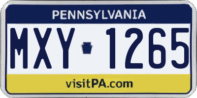 PA license plate MXY1265