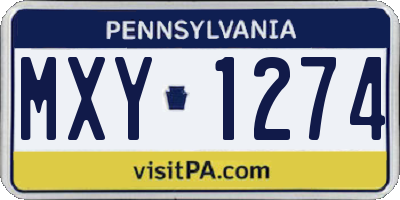 PA license plate MXY1274