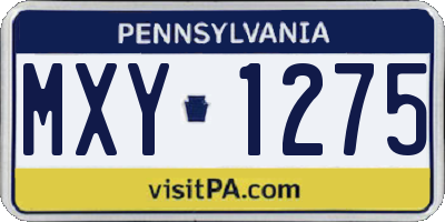 PA license plate MXY1275
