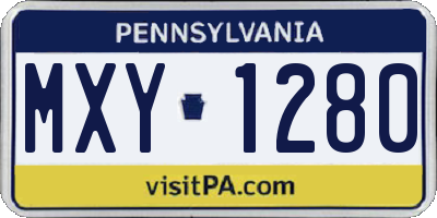 PA license plate MXY1280