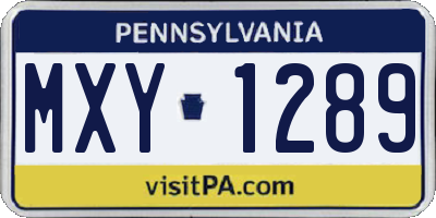 PA license plate MXY1289