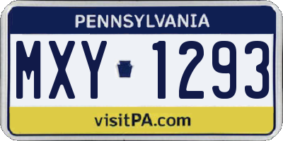 PA license plate MXY1293