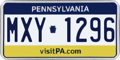 PA license plate MXY1296