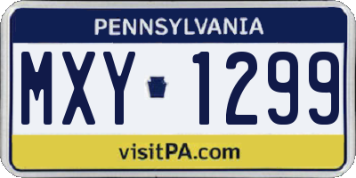 PA license plate MXY1299