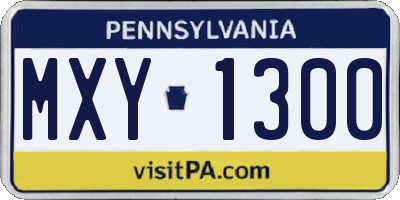 PA license plate MXY1300