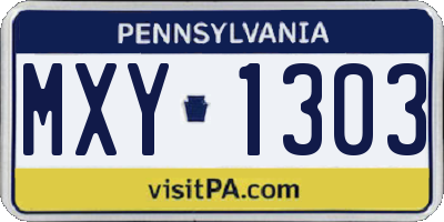 PA license plate MXY1303