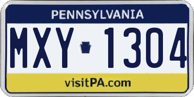 PA license plate MXY1304
