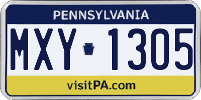 PA license plate MXY1305