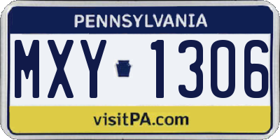 PA license plate MXY1306