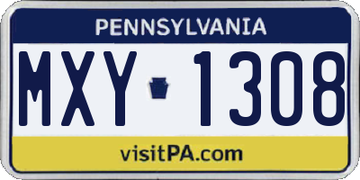 PA license plate MXY1308