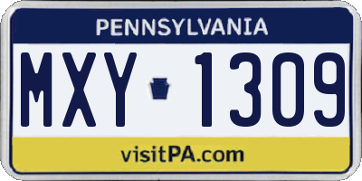 PA license plate MXY1309