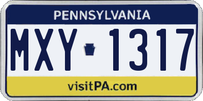 PA license plate MXY1317