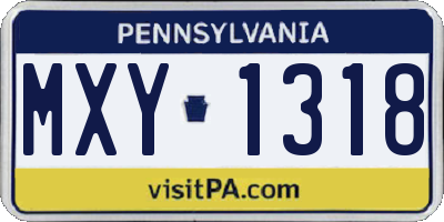 PA license plate MXY1318