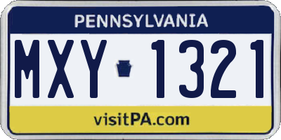 PA license plate MXY1321