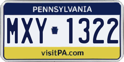 PA license plate MXY1322