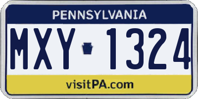 PA license plate MXY1324