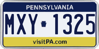 PA license plate MXY1325