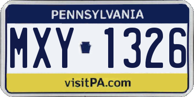 PA license plate MXY1326