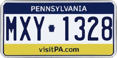 PA license plate MXY1328