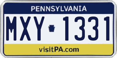 PA license plate MXY1331