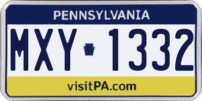 PA license plate MXY1332