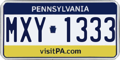 PA license plate MXY1333