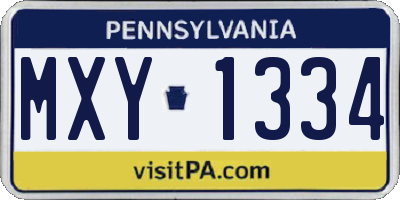 PA license plate MXY1334