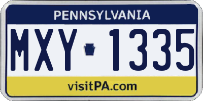 PA license plate MXY1335