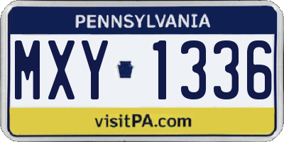 PA license plate MXY1336