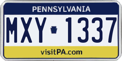 PA license plate MXY1337
