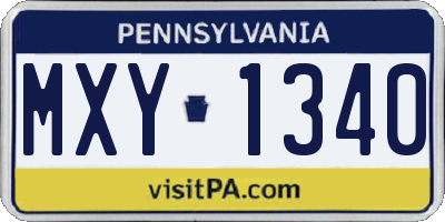 PA license plate MXY1340
