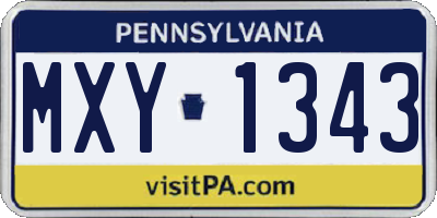 PA license plate MXY1343