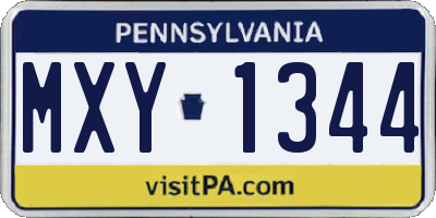 PA license plate MXY1344