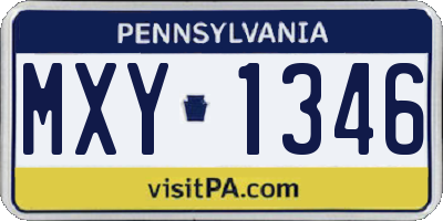 PA license plate MXY1346