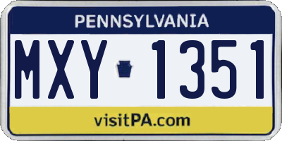 PA license plate MXY1351