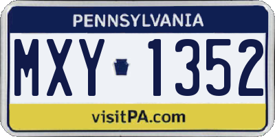 PA license plate MXY1352