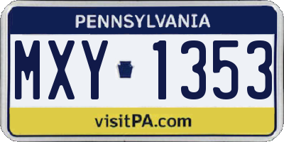 PA license plate MXY1353