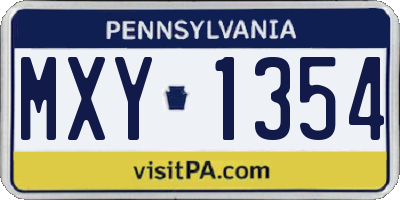 PA license plate MXY1354